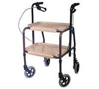 Aidapt Sturdy Height Adjustable Strolley Trolley with Brakes. Easy Removable Trays. Ideal for Transferring Meals, Dinner, Tea etc. Brakes for Added Security