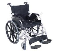 Aidapt Folding Bariatric Self Propelled Steel Wheelchair with Brakes, Extra Wide Seat (20") Lap Strap, Removable Foot Rests and Side Panels for Privacy. Indoor and Outside Use
