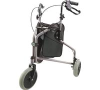 Aidapt Three Wheeled Steel Tri-Walker - Silver, Foldable, Height Adjustable, Loop Brakes, Puncture Proof Tyres for Indoor and Outdoor Use