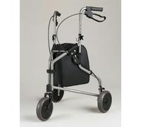 Aidapt Three Wheeled Steel Tri-Walker - Silver, Foldable, Height Adjustable, Loop Brakes, Puncture Proof Tyres for Indoor and Outdoor Use