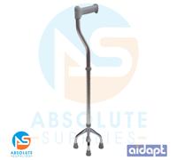 Aidapt Small Based Quad Cane/Tetrapod with Non Slip Rubber Ferrules. Height Adjustable, 10 Height Settings. Extra Stability.715-965mm Height Range.