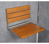 Aidapt Wall Mounted Shower Seat,Folds Flat to Wall,Contemporary,Slatted Design,Easy Drainage,Oak Wood,Stainless Steel Mounting Plate, Stylish,Mobility,Pregnancy,Elderly,Space Saving
