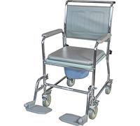 Aidapt Wheeled Commode,Mobile,4 Braked Castors,7.5Litre Potty,Removable Armrests,Wheel Over Standard WC,Bedroom,Bathroom,Padded Seat&Backrest,Swing Away Footrests,Pram Handle,Elderly,Disabled,Mobility