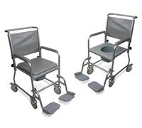 Aidapt Wheeled Commode,Mobile,4 Braked Castors,7.5Litre Potty,Removable Armrests,Wheel Over Standard WC,Bedroom,Bathroom,Padded Seat&Backrest,Swing Away Footrests,Pram Handle,Elderly,Disabled,Mobility