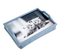 Aidapt Wooden Lap Tray with Handles and Cushion Kittens Design Handles on Side for Great Stability Lightweight Fully Portable, Use in any Room Easy Clean Tray Eat, Read, Work on your Lap Top