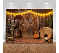Aidatain 9x6ft Western Cowboy Backdrop Western Party Decoration Wild West Decor Wooden House Barn Photo Background for Birthday Wedding Supplies Photo Booth Prop BJTLAT2