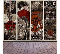 Aidatain Japanese Style Wall Tapestry - Samurai Maiko Tiger Mount Fuji Aesthetic - Flannel 80x60 - Bedroom, Living, Dining Room, College Dorm Wall Hanging GTFNAT0032