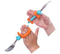 AIDBONES Pediatric Mobility Aid (Pack of 2) Orange 12.5 cm - Adaptive Support for Cutlery, Forks & Spoons - Self-Feeding Handle for MS, Autism & Weak Grip