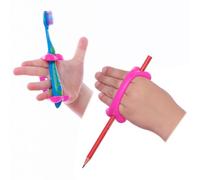AIDBONES Therapeutic Baby Hand Grip (Pack of 2) Pink 10 cm - Pediatric Support for Rattles, Teethers & Spoons - Inclusive Play Aid for Autism & Limb Deficiency