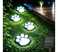 AIDDOMM Paw Print Solar Lights - Dog Cats Animal Solar String Lights (Set of 4) Outdoor Waterproof, Cat Puppy Animal Décor Walkway Lighting, Gifts for Pet Lovers (Cold White)