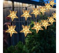 AIDDOMM Solar Star Lights Outdoor - 50 LED Solar String Lights Outdoor Waterproof, 30.68ft Solar Powered Star String Lights, Warm White Twinkle Fairy Lights for Garden Fence Yard Decorations, 8 Modes