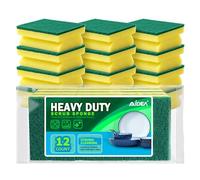 AIDEA Heavy Duty Scrub Sponge 12 Count, Dual-Sided Kitchen Cleaning Sponges, Stink Free Sponge for Dish-Washing, Suitable for Kitchen, Bathroom and Home Cleaning