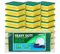 AIDEA Heavy Duty Scrub Sponge 24 Count, Dual-Sided Kitchen Cleaning Sponges, Stink Free Sponge for Dish-Washing, Suitable for Kitchen, Bathroom and Home Cleaning