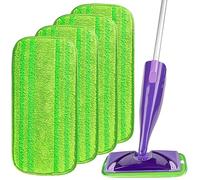 AIDEA Microfibre Reusable Mop Refill Pads Compatible with Flash Powermop,Machine Washable Floor Mop Pad Refills, Mop Head Replacements for Multi Surface Wet & Dry Cleaning, 4 Pack