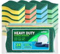 AIDEA Sponges Kitchen, 24Pack Heavy Duty Dish Sponge, Cleaning Dish Scrubber Sponge for Home and Kitchen, Stink-Free Cleaning Supplies for Pots, Pans