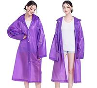 AIDEGER EVA Rain Ponchos for Adults, 2 Pack Reusable Raincoats with Hoods and Sleeves Lightweight Rain Jacket