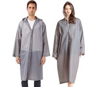 AIDEGER EVA Rain Ponchos for Adults, 2 Pack Reusable Raincoats with Hoods and Sleeves Lightweight Rain Jacket