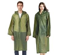 AIDEGER EVA Rain Ponchos for Adults, 2 Pack Reusable Raincoats with Hoods and Sleeves Lightweight Rain Jacket