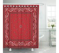 AIDEMEI Black Border Red Bandana Colorful Bandanna Shower Curtains Waterproof Polyester Fabric With Hooks 180X180Cm