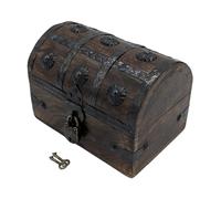 Aiden Asher Handmade Pirate Treasure Chest - Wooden Storage Box with Iron Lock & Skeleton Key - Rustic Decorative Jewelry, Toy, Geocache, or Keepsake Chest (XS 6.5 x 4.5 x 4.75)