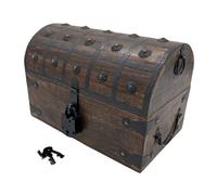 Aiden Asher Handmade Pirate Treasure Chest - Wooden Storage Box with Iron Lock & Skeleton Key - Rustic Decorative Jewelry, Toy, Geocache, or Keepsake Chest (Large 13 x 8 x 9)