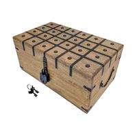 Aiden Asher Handmade Pirate Treasure Chest - Wooden Storage Box with Iron Lock & Skeleton Key - Rustic Decorative Jewelry, Toy, Geocache, or Keepsake Chest (XXL 17 x 10 x 8)