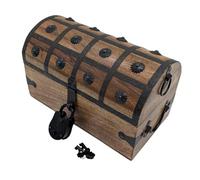 Aiden Asher Handmade Pirate Treasure Chest - Wooden Storage Box with Iron Lock & Skeleton Key - Rustic Decorative Jewelry, Toy, Geocache, or Keepsake Chest (Medium 11 x 6 x 6.75)