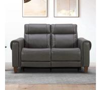 Aiden & Ivy Spencer 2 Seater Grey Leather Power Reclining Sofa Dual Recliners, Power Headrests, Solid Wood Legs, Modern Comfort