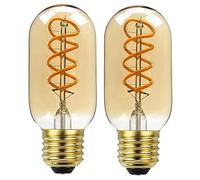 Aidencor Vintage LED E27 Screw Bulb, 4W Edison LED Bulbs Antique Style Retro Spiral Led Filament Bulb Energy Saving T45 Screw Bulbs, Decorative Light Bulbs Amber Glass Warm White 2200K, 2 Pack