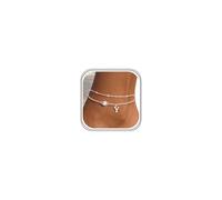 Aidenn 925 Sterling Silver Letter Anklet, Layered Ankle Bracelet with Cubic Zirconia Initial Charm, Adjustable Personalised Alphabet Jewellery Gift for Women Girls