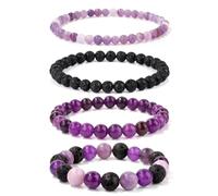 Aidenn Amethyst Bracelet for Women Girls Natural Healing Gemstone Beaded Bracelet Stone Layered Bracelet Anti Stress Bracelet Set, Handmade Crystal Jewellry Gifts