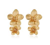 Aidenn Gold Flower Earrings for Women - Big Vintage Dangle Boho Statement Floral Petal Jewelry