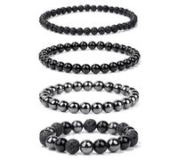 Aidenn Obsidian Lava Rock Bracelet for Women Girls Natural Healing Gemstone Beaded Bracelet Stone Layered Bracelet Anti Stress Bracelet Set, Handmade Crystal Jewellry Gifts