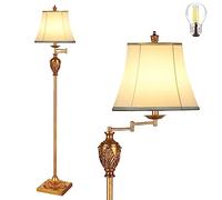 AIDENOEY Traditional LED Floor Lamp 350° Adjustable Vintage Swing Arm Floor Lamp for Living Room, Bedroom and Office, Rustic Vertical Floor Lamp for Home Decor with