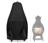 Aidetech Chiminea Cover for BALI OUTDOORS - 25”D x 50”H | Waterproof Outdoor Fireplace Fire Pit Cover, Black