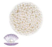 Aidi 200Pcs Pearl Beads for Crafting, Ivory Fake Pearls 6 mm Pearl Beads for Jewelry Making Bead Board Small Sew on Pearl Beads with Holes, Bracelets, Necklaces, Hairs, Crafts, white