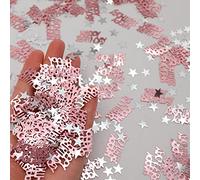 Aidi 30g Happy Birthday Confetti, Rose Gold Birthday Confetti Party Decorations Table Decor Cards Sprinkles, Silver Star Confetti for Girls Woman Kids Birthday Party Table Decoration
