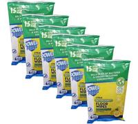 AIdi-POWERFORCE - 15 Extra Large Citrus Anti-bacterial Floor Wipes | Biodegradeable | Non Bleach [SIX PACK]