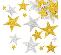Aidi Star Stickers, 50PCS Gold & Silver Glitter Foam Self Adhesive Mini Teacher Reward Scrapbook Stars for Crafts Art Craft Classroom, AD-CX-JYWJXPMTZ01-GD50