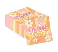 AIDIEE 2 Ply Groovy Napkins Dasiy Disposable Paper Serviettes Pink Orange Cocktail Beverage Luncheon Guest Napkins Retro Party Tableware Party Decoration for Birthday Picnic Camping Dinner, 50Pcs