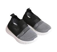 AIDIER 1-3 Years Toddler First Walking Shoes with Non-Slip Soles Breathable Mesh First Walkers Boys Girls Flexible Lightweight Pre Walker Shoes Kids Soft Flying Woven Sneakers Indoor Outdoor Black
