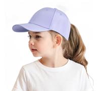 AIDIER Girls 3-8 Years Baseball Cap with Ponytail Hole, Purple, One Size Fits Most, Adjustable, Breathable, Sun Protection, Perfect for Outdoor Activities