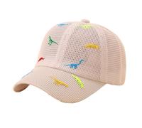 AIDIER Kids Full Mesh Baseball Cap 2-6 Years Boys Girls Breathable Dinosaur Baseball Cap Children Adjustable Summer Sun Protection Hat Golf Trucker Cap Beige