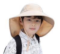 AIDIER Kids Wide Brim Sun Hat with Neck Flap Children Summer Bucket Hats with Chin Straps 4-13 Years Boys Girls Sun Protection Beach Cap Breathable Mesh Hat UPF 50+ Boys Girls Adjustable Sun Hat