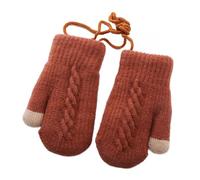 AIDIER Kids Winter Knitted Mittens with String Thick Plush Lined Mittens for Boys Girls 2-5 Years Thermal Full Finger Gloves Magic Stretch Gloves Soft Hanging Neck Mittens with Warm Fleece Lined