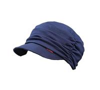 AIDIER Women Pleated Soft Baseball Cap Peaked Chemo Cap Bamboo Baseball Cap Soft Newsboy Hat Cancer Headwear Chemo Cap with Brim for Hair Loss Ladies Beret Hat Slouchy Bonnet Navy Blue