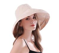 AIDIER Women Wide Brim Sun Hats with Straps Ladies Foldable UPF 50+ Sun Protective Bucket Hat Elegant Travel Summer Hat