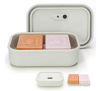 AIDIMMING Enhanced Leak Proof Travel Soap Case,Shatterproof Silicone Soap Holder for Traveling, Shampoo and Conditioner Bars Soap Dish with Slip Soap Saver Pad,Portable Soap Box (Offwhite&Offwhite)