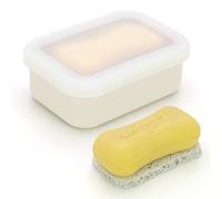 AIDIMMING Enhanced Leak Proof Traveling Soap Container,Compact Silicone Travel soap case with Drainage Layer,Shatterproof Soap Box with a See-Through lid for Bathroom,Gym,Camping (Clear&Offwhite)