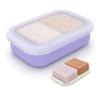 AIDIMMING Enhanced Leakproof Silicone Travel Shampoo bar Holder, Shampoo and Conditioner Bar Container, Soap Box for Handmade Soap, Shatterproof Soap Holder for Save Soap (Clear&Violet)